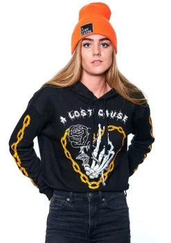 A Lost Cause Womens Chained Crop Hoodie