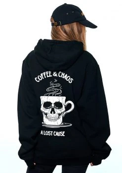 A Lost Cause Coffee & Chaos Boyfriend Hoodie Womens