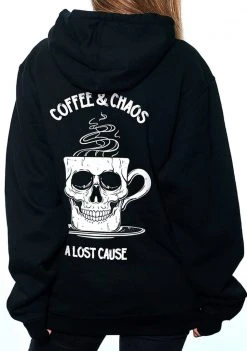 A Lost Cause Coffee & Chaos Boyfriend Hoodie Womens