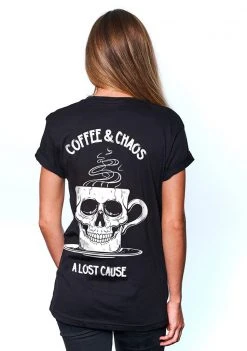 A Lost Cause Coffee & Chaos Boyfriend Tee Womens