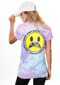 A Lost Cause Good Time Bad Time Tie Dye Boyfriend Tee Womens