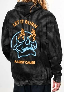 A Lost Cause Mens Let It Burn Black Tie Dye Hoodie